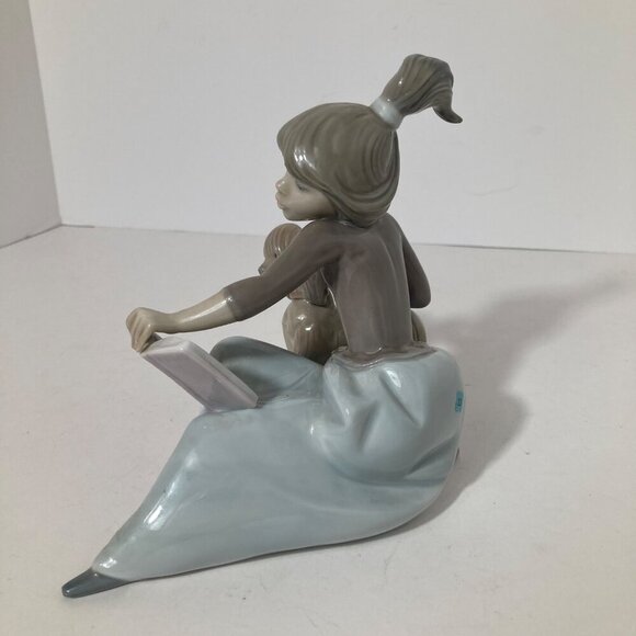 Vintage Lladro A Lesson Shared Figurine Girl Reading Book Dog Puppy 5475 6.25 - Picture 3 of 11